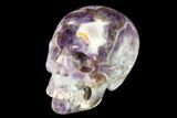 Realistic, Carved Chevron Amethyst Skull #150978-1